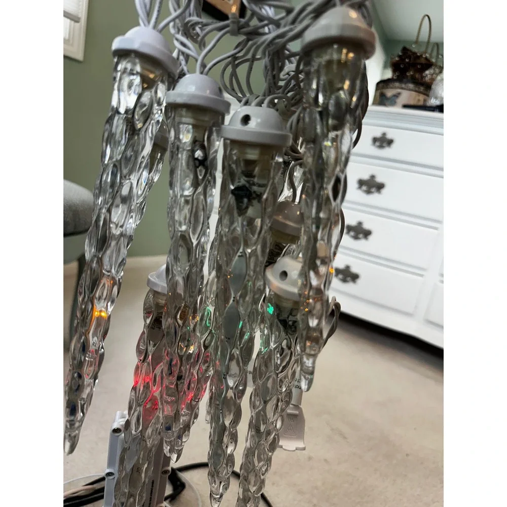 Gemmy LightShow LED Icicle Lights Shooting Star Effect 10 Count 10.5ft 83543